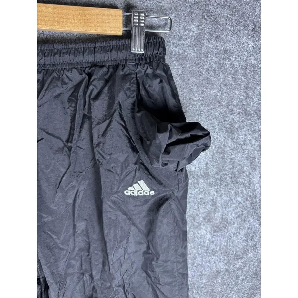 Vintage Adidas Track Pants Mens Medium Black Windbreaker Wind Pants 90s Y2K